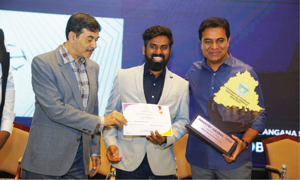 Telangana Industry Award for the best Start up Bronze 2022.
